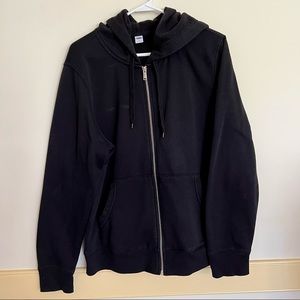 Classic Old Navy hoodie: black with shiny silver hardware: XL: zip-up sweatshirt